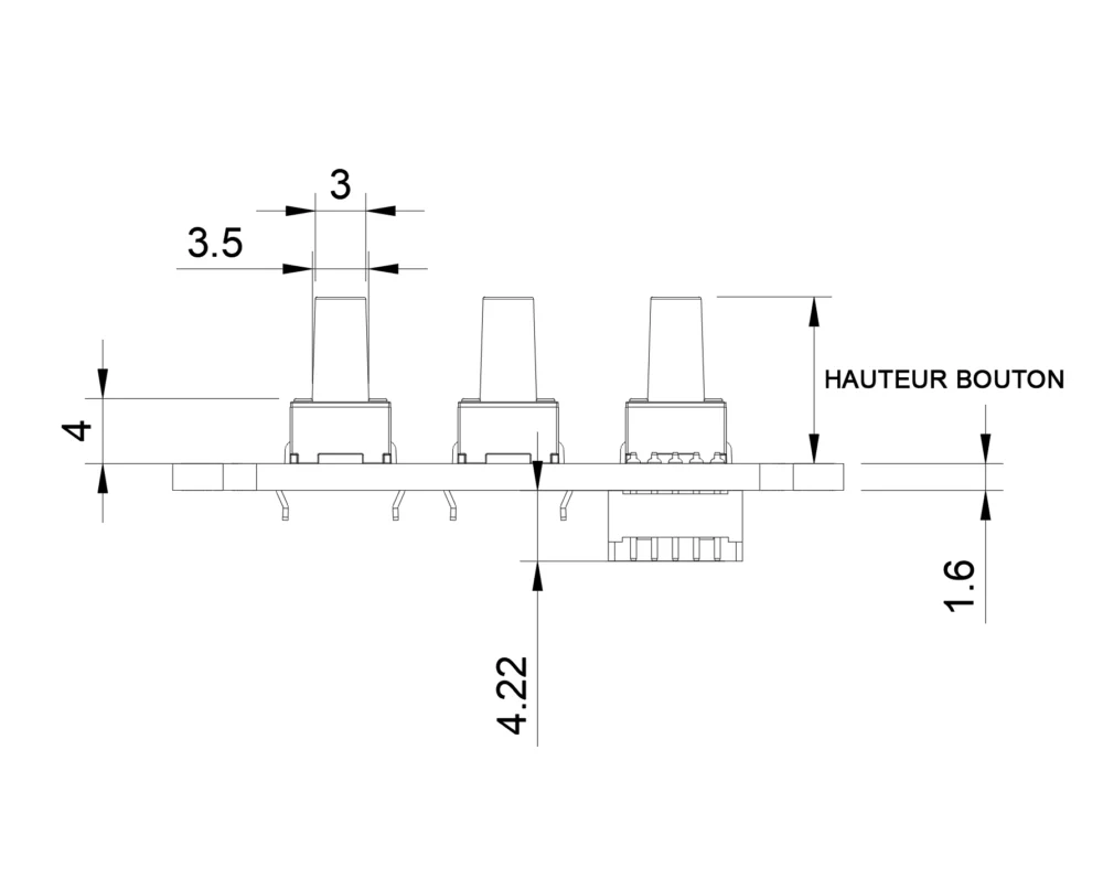 Module Gp2040 3 Boutons Schema Side